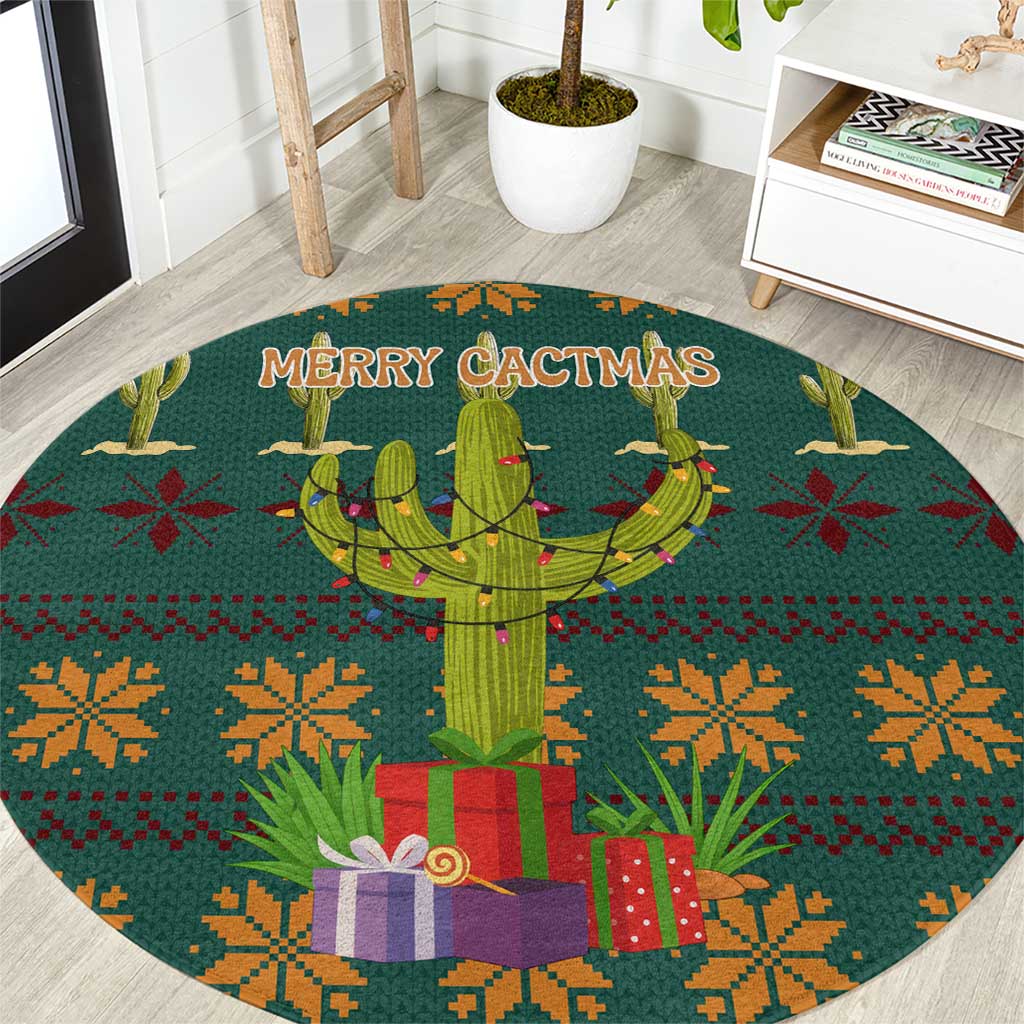 Cactus Gifts Christmas Round Carpet Xmas Holiday Patterns - Wonder Print Shop