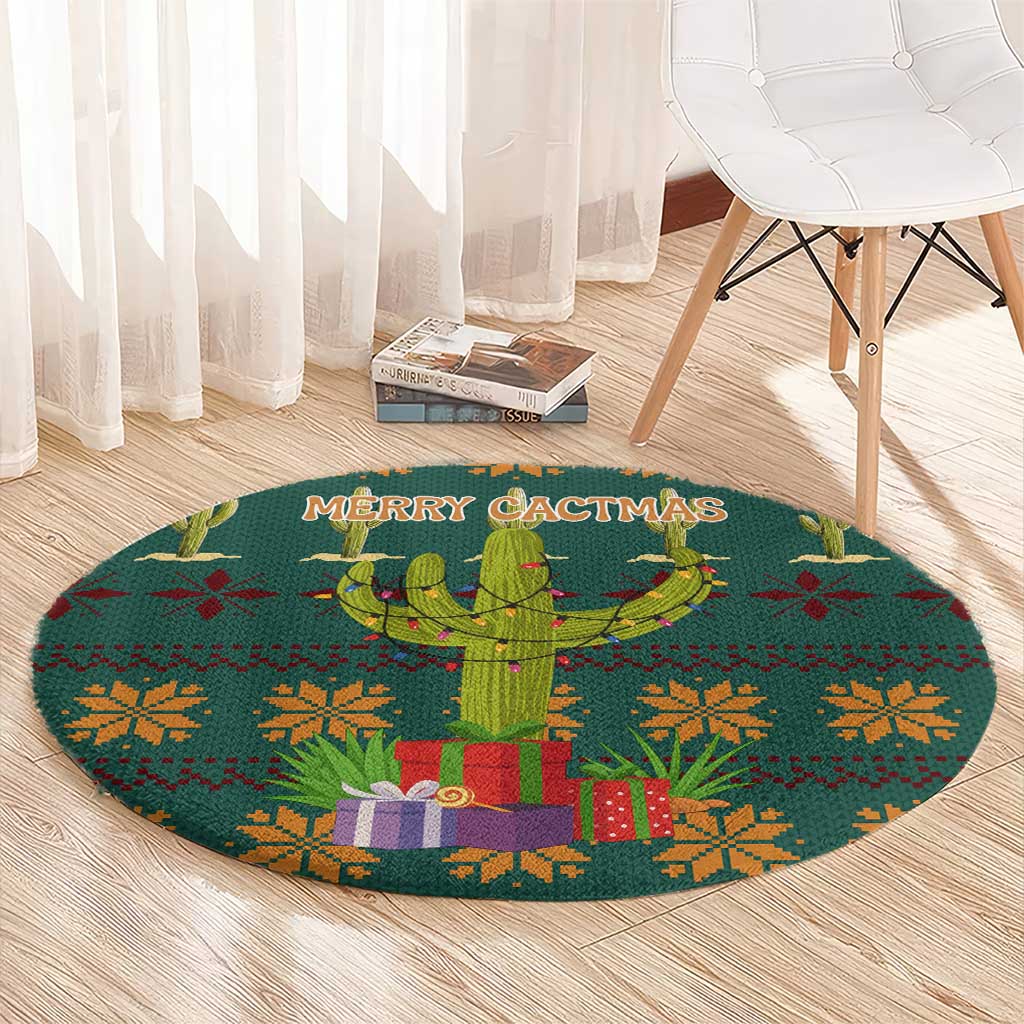 Cactus Gifts Christmas Round Carpet Xmas Holiday Patterns - Wonder Print Shop