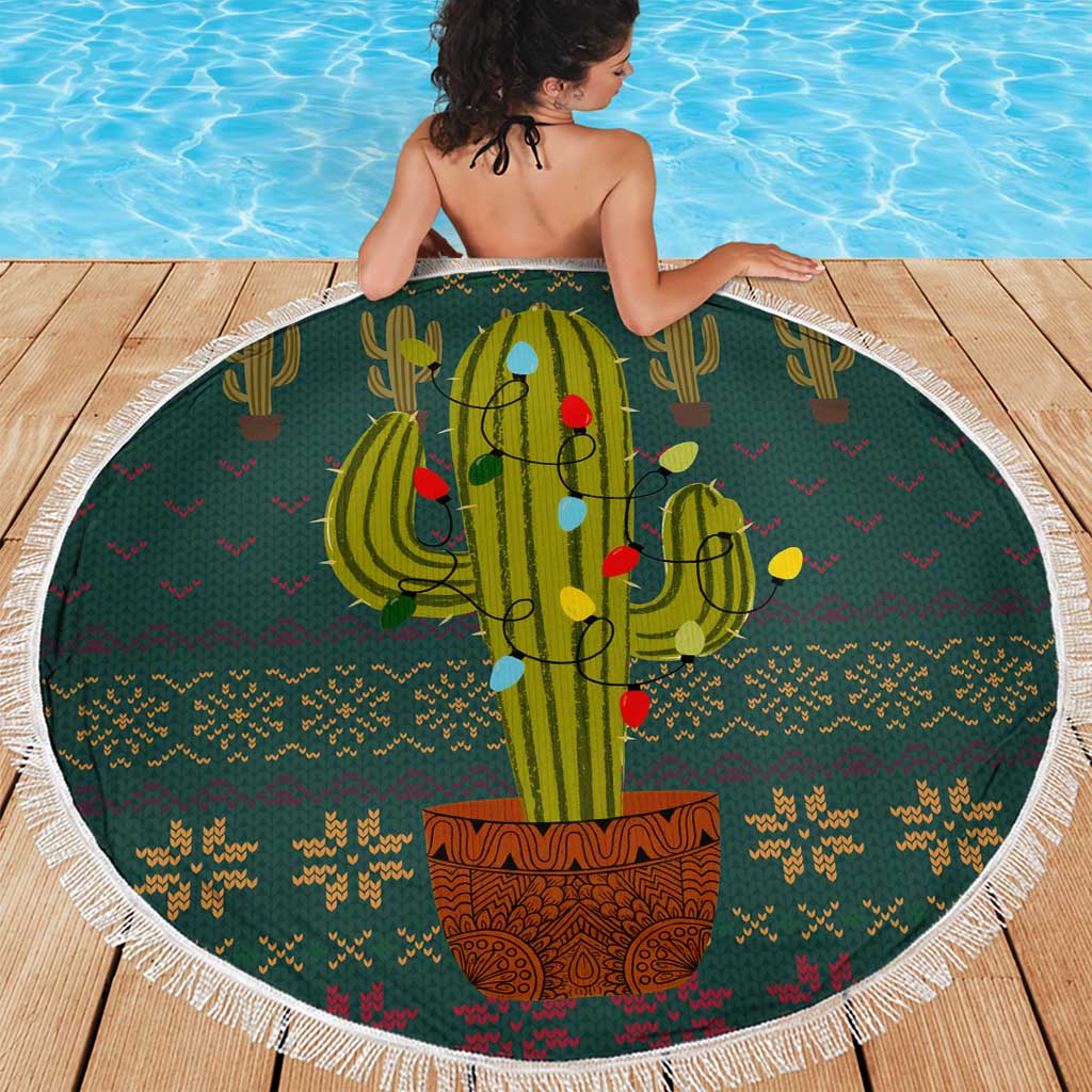 Cactus Christmas Beach Blanket Xmas Holiday Patterns - Wonder Print Shop