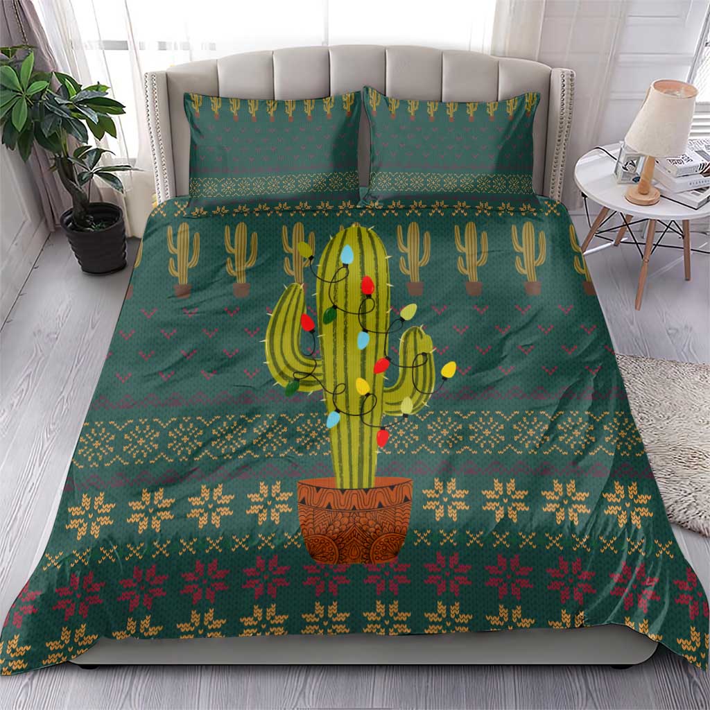 Cactus Christmas Bedding Set Xmas Holiday Patterns - Wonder Print Shop