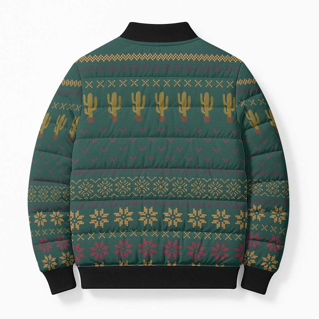 Cactus Christmas Bomber Puffer Jacket Xmas Holiday Patterns - Wonder Print Shop
