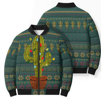 Cactus Christmas Bomber Puffer Jacket Xmas Holiday Patterns - Wonder Print Shop