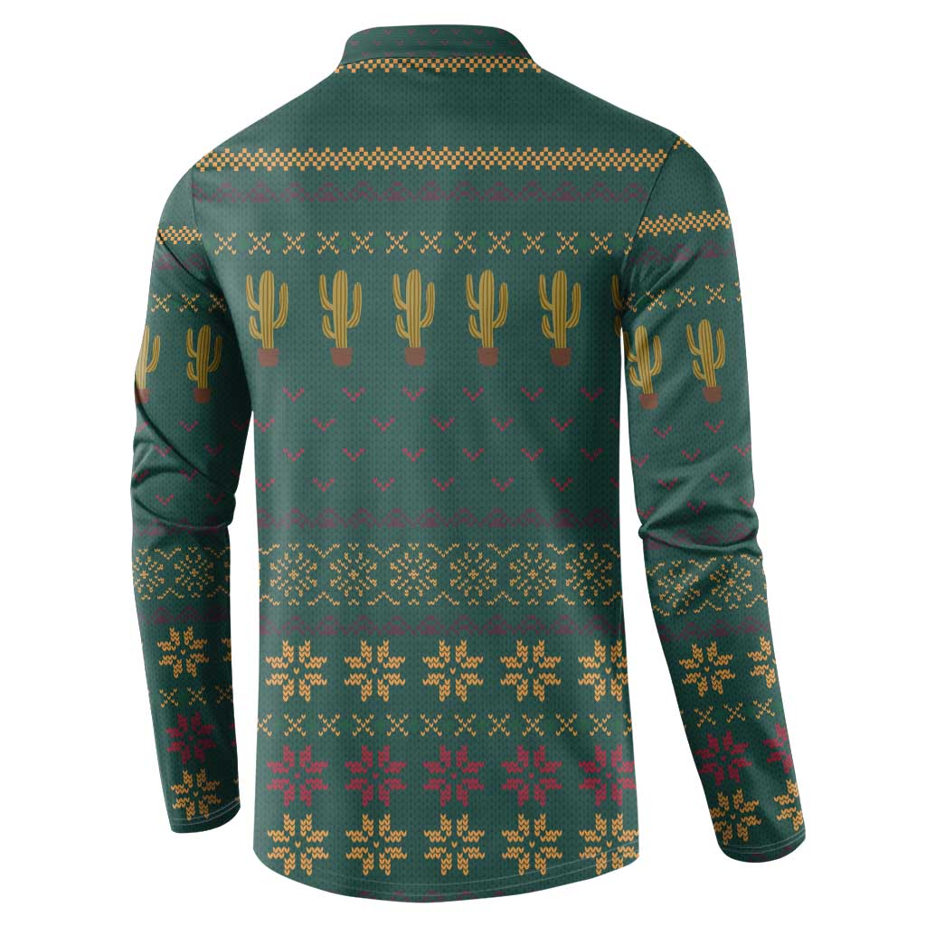 Cactus Christmas Button Sweatshirt Xmas Holiday Patterns - Wonder Print Shop