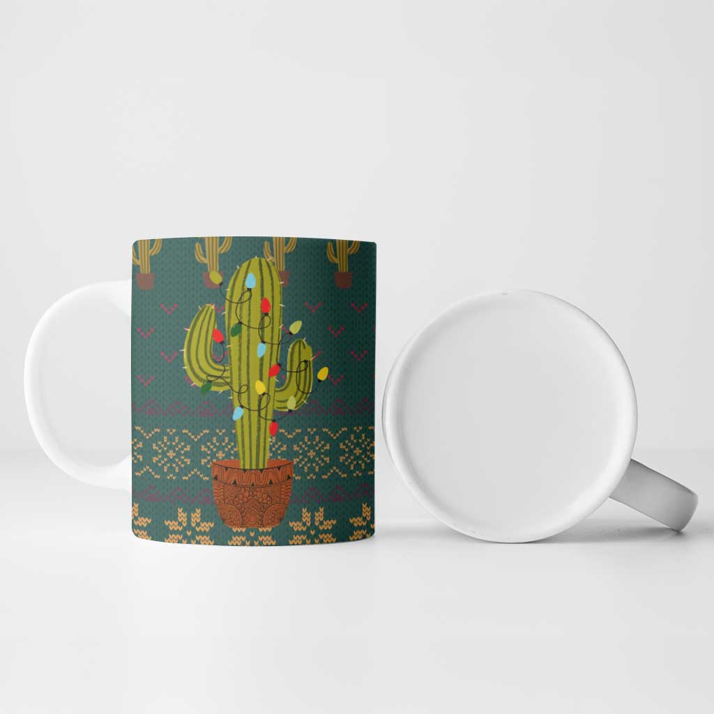 Cactus Christmas Ceramic Mug Xmas Holiday Patterns - Wonder Print Shop