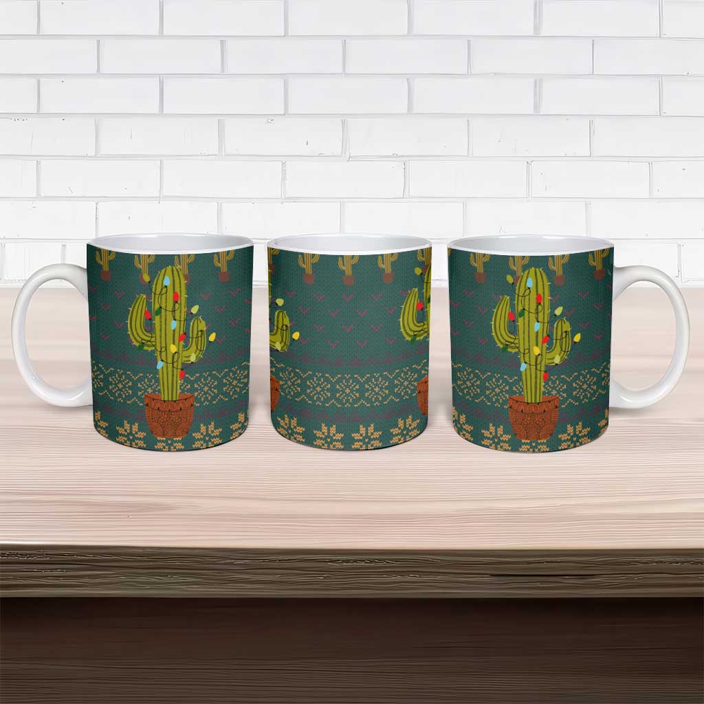 Cactus Christmas Ceramic Mug Xmas Holiday Patterns - Wonder Print Shop