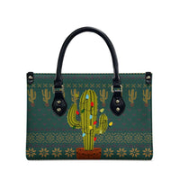 Cactus Christmas Leather Bag Xmas Holiday Patterns - Wonder Print Shop
