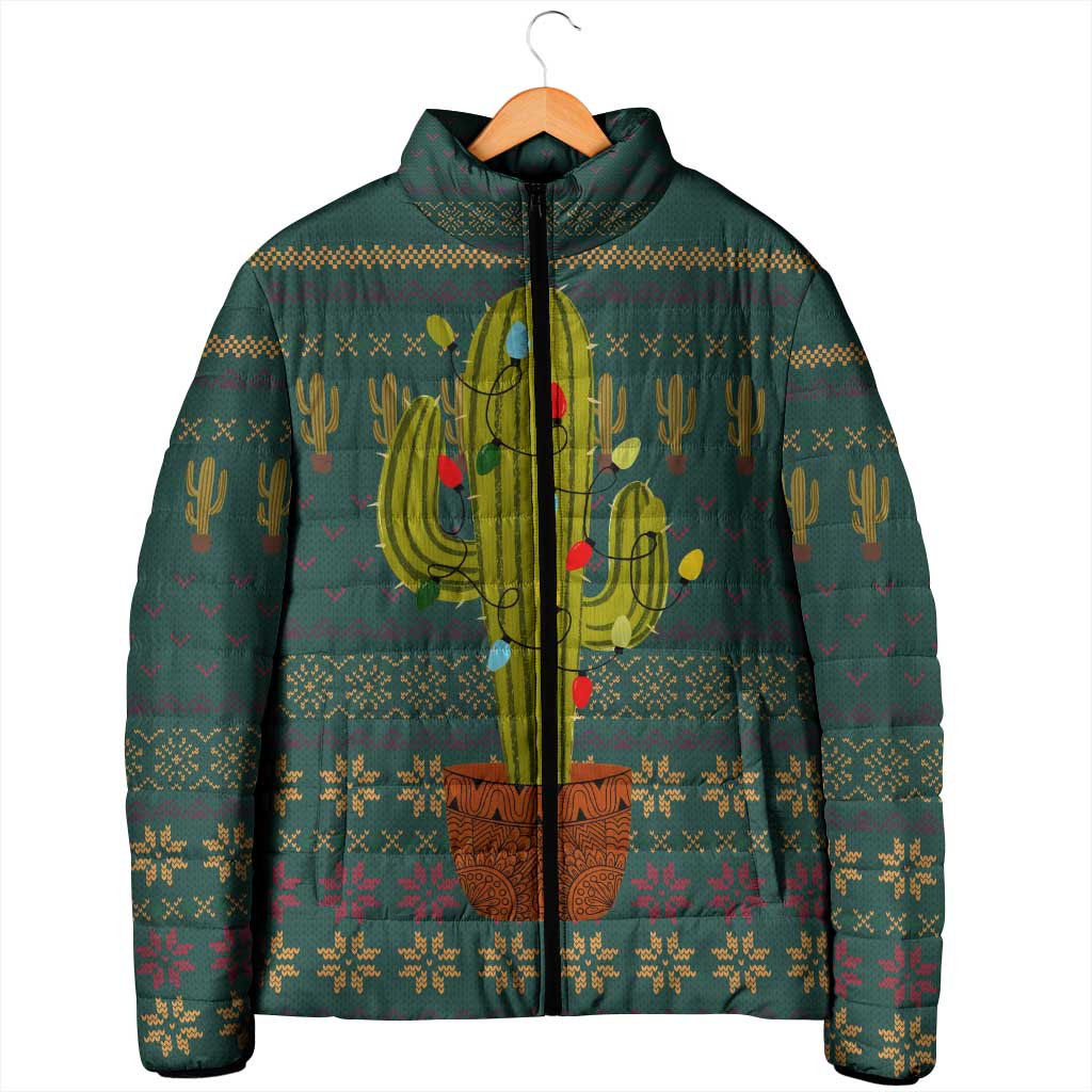 Cactus Christmas Padded Jacket Xmas Holiday Patterns - Wonder Print Shop
