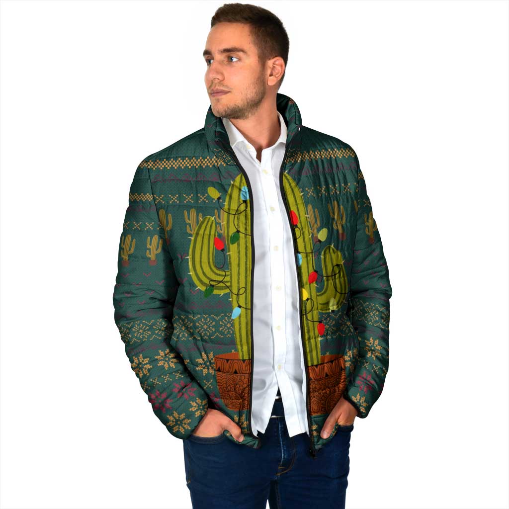 Cactus Christmas Padded Jacket Xmas Holiday Patterns - Wonder Print Shop