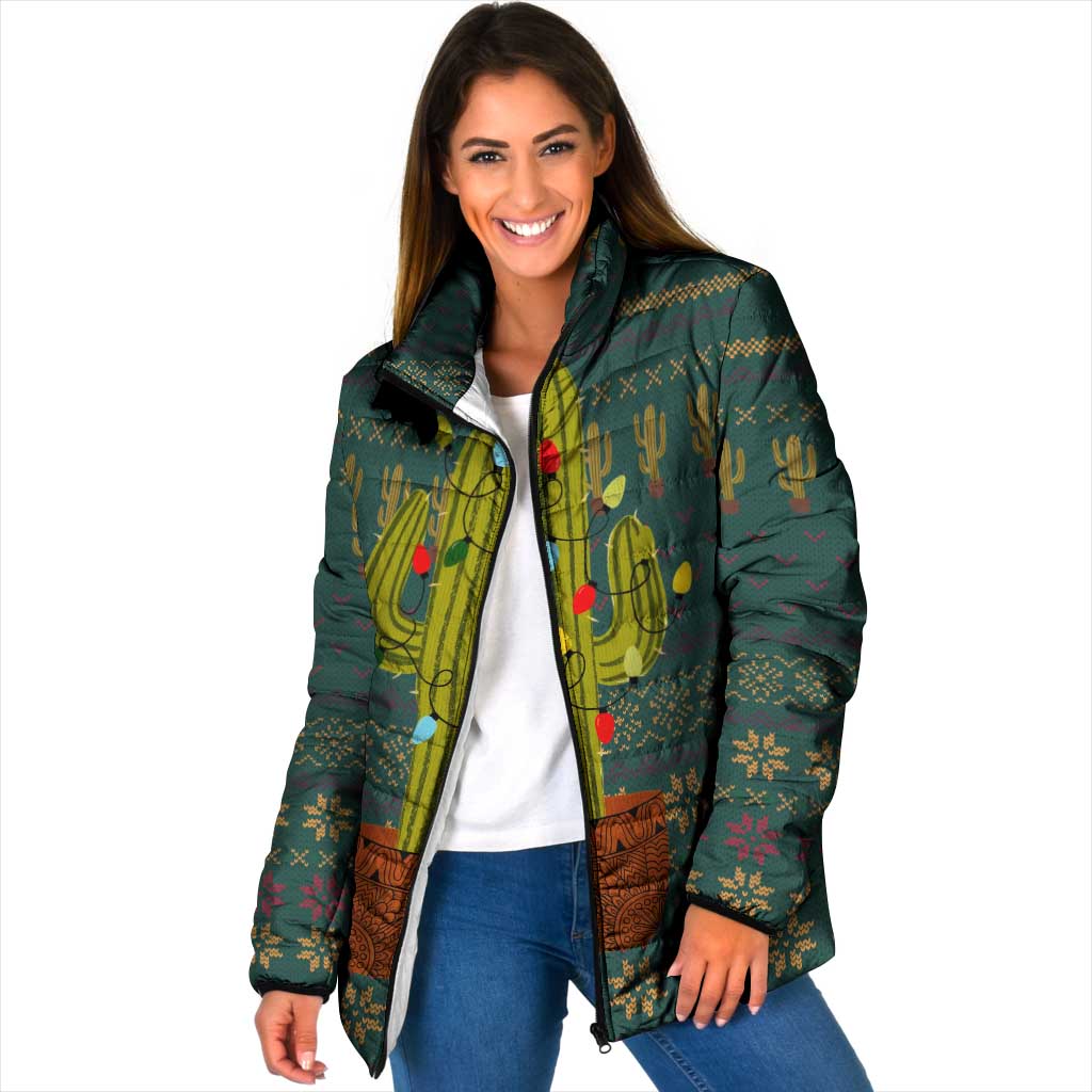 Cactus Christmas Padded Jacket Xmas Holiday Patterns - Wonder Print Shop