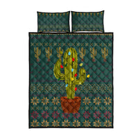 Cactus Christmas Quilt Bed Set Xmas Holiday Patterns - Wonder Print Shop
