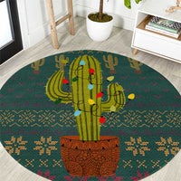 Cactus Christmas Round Carpet Xmas Holiday Patterns - Wonder Print Shop