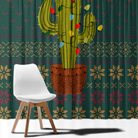 Cactus Christmas Window Curtain Xmas Holiday Patterns - Wonder Print Shop
