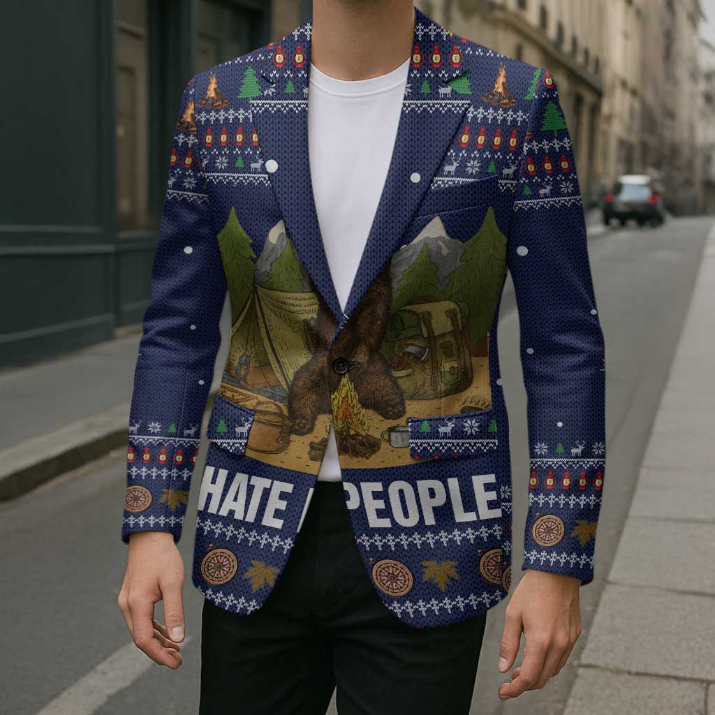 Camping I Hate People Christmas Blazer Xmas Holiday Patterns - Wonder Print Shop