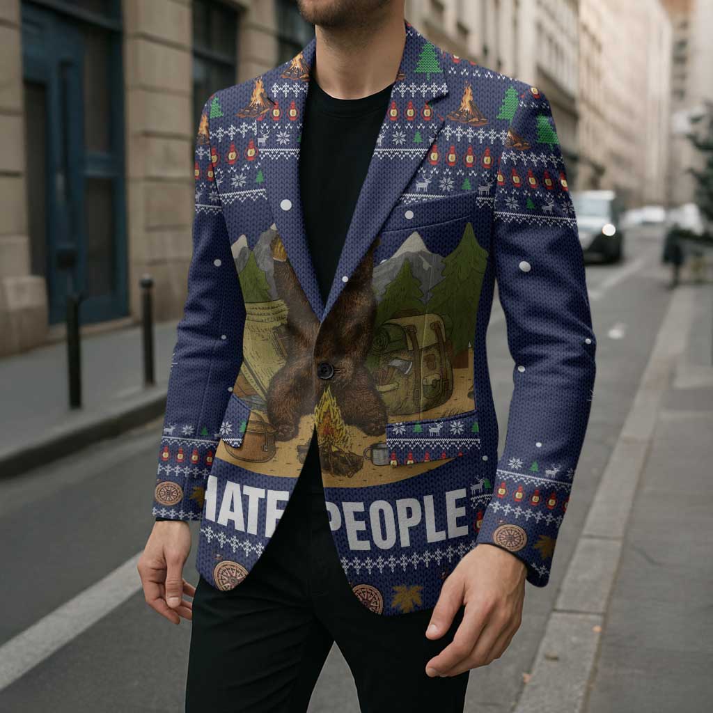 Camping I Hate People Christmas Blazer Xmas Holiday Patterns - Wonder Print Shop