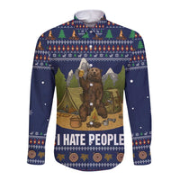 Camping I Hate People Christmas Long Sleeve Button Shirt Xmas Holiday Patterns - Wonder Print Shop
