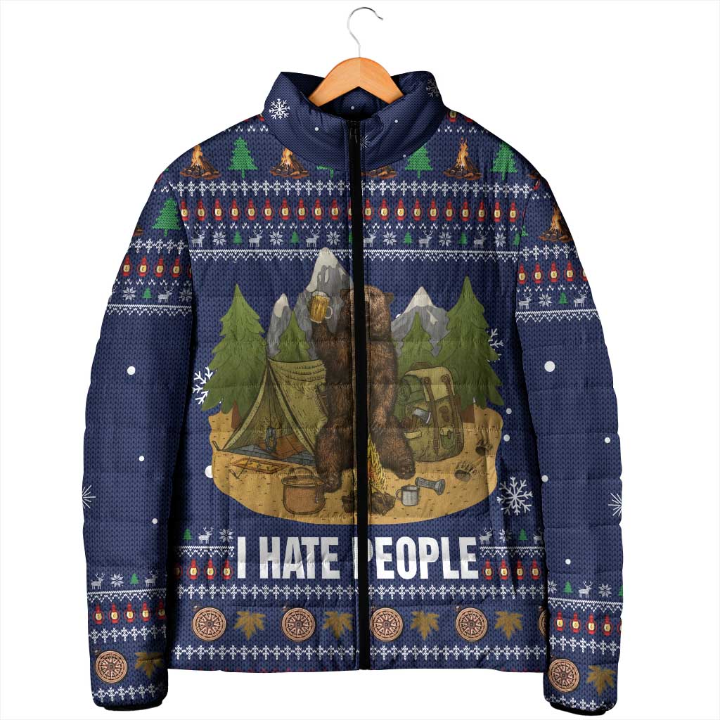 Camping I Hate People Christmas Padded Jacket Xmas Holiday Patterns - Wonder Print Shop