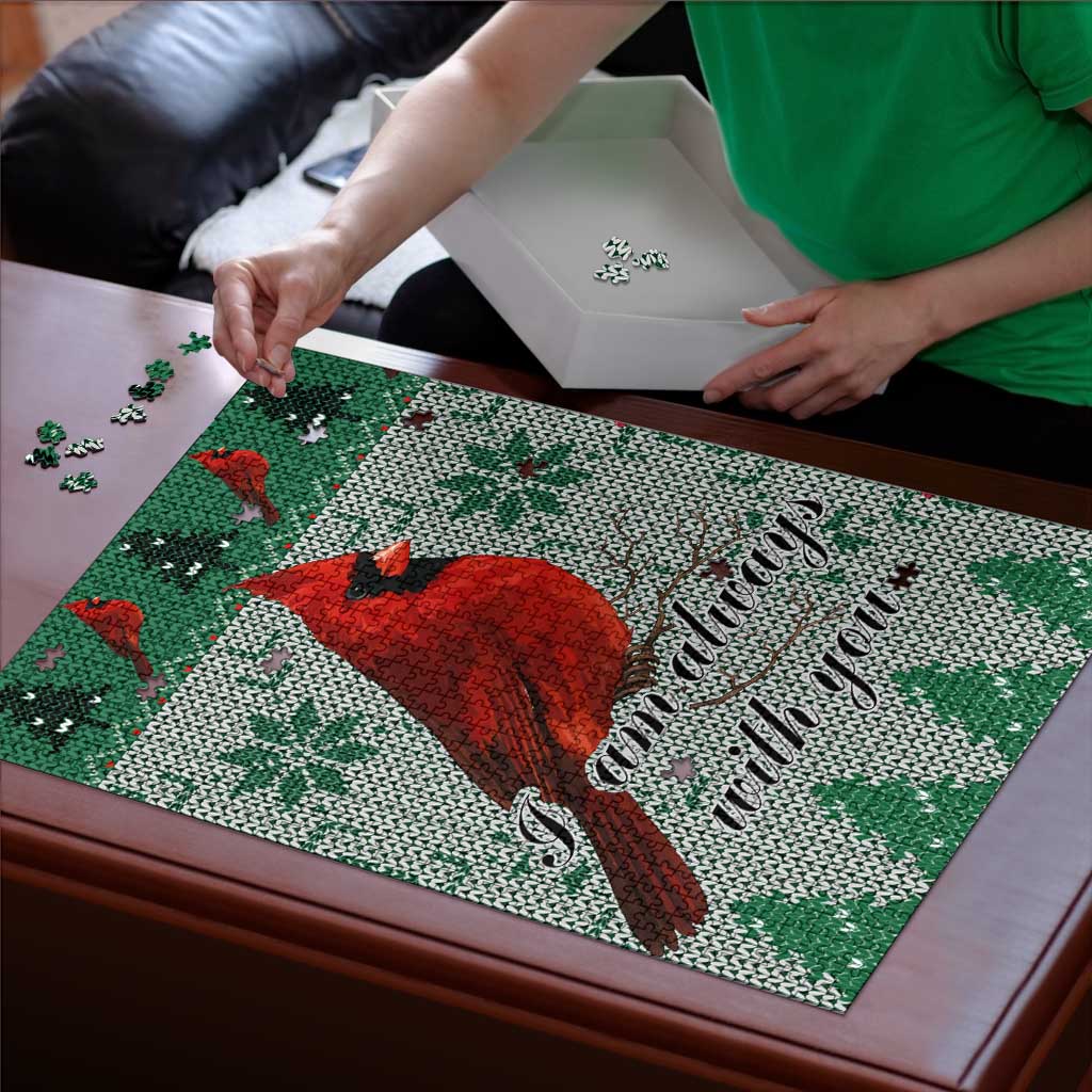 Cardinal I am Always With You Christmas Puzzle Xmas Holiday Patterns - Wonder Print Shop
