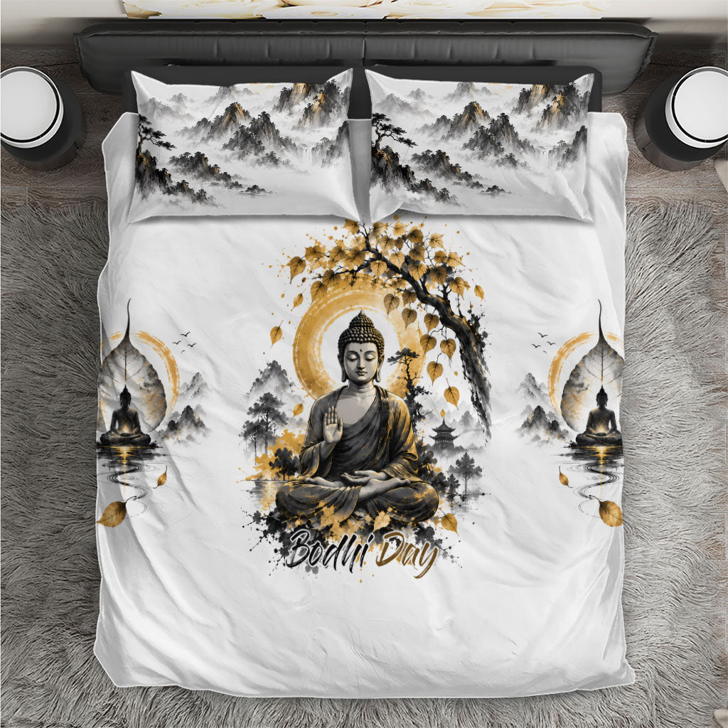 Bodhi Day Bedding Set Zen Meditation Ink Wash Landscape Art
