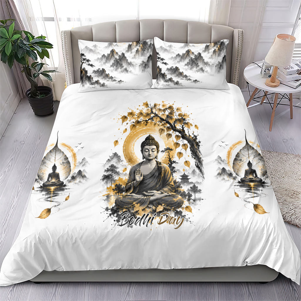 Bodhi Day Bedding Set Zen Meditation Ink Wash Landscape Art