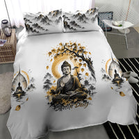 Bodhi Day Bedding Set Zen Meditation Ink Wash Landscape Art