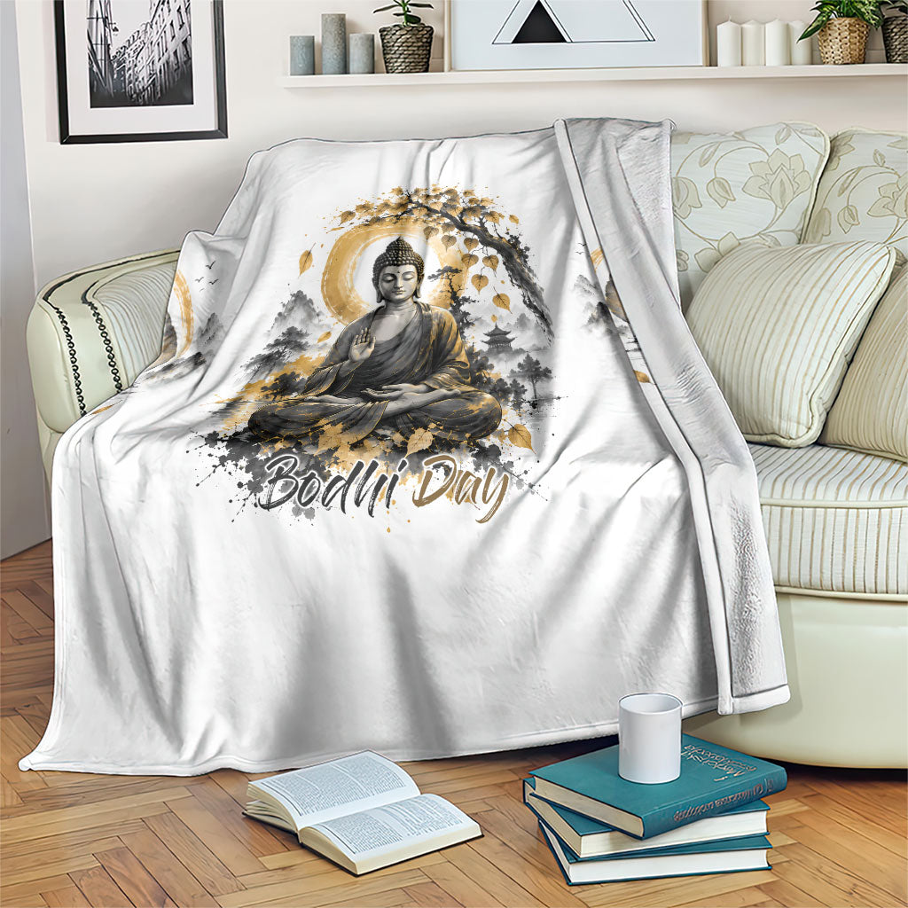 Bodhi Day Blanket Zen Meditation Ink Wash Landscape Art