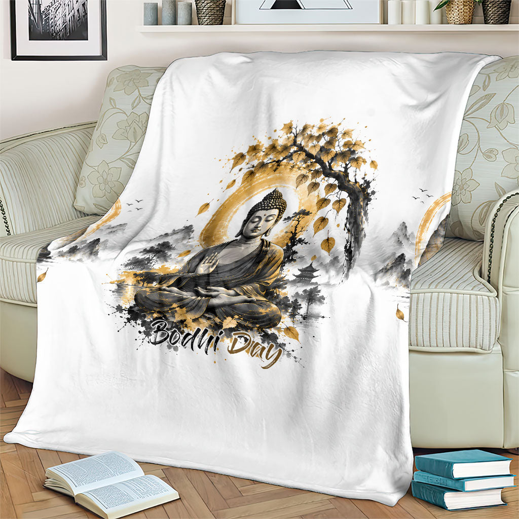 Bodhi Day Blanket Zen Meditation Ink Wash Landscape Art