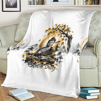 Bodhi Day Blanket Zen Meditation Ink Wash Landscape Art