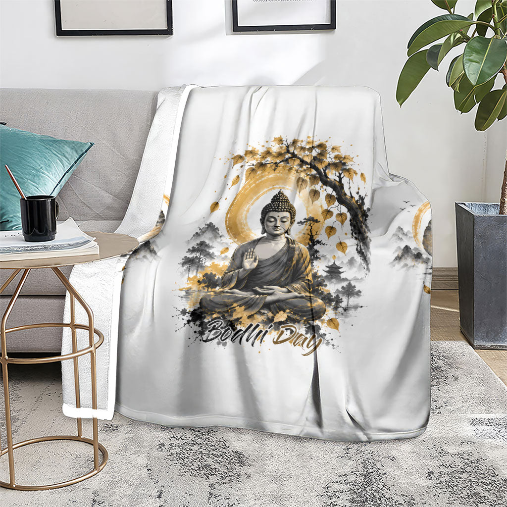 Bodhi Day Blanket Zen Meditation Ink Wash Landscape Art