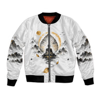 Bodhi Day Bomber Jacket Zen Meditation Ink Wash Landscape Art