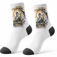 Bodhi Day Crew Socks Zen Meditation Ink Wash Landscape Art