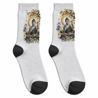 Bodhi Day Crew Socks Zen Meditation Ink Wash Landscape Art