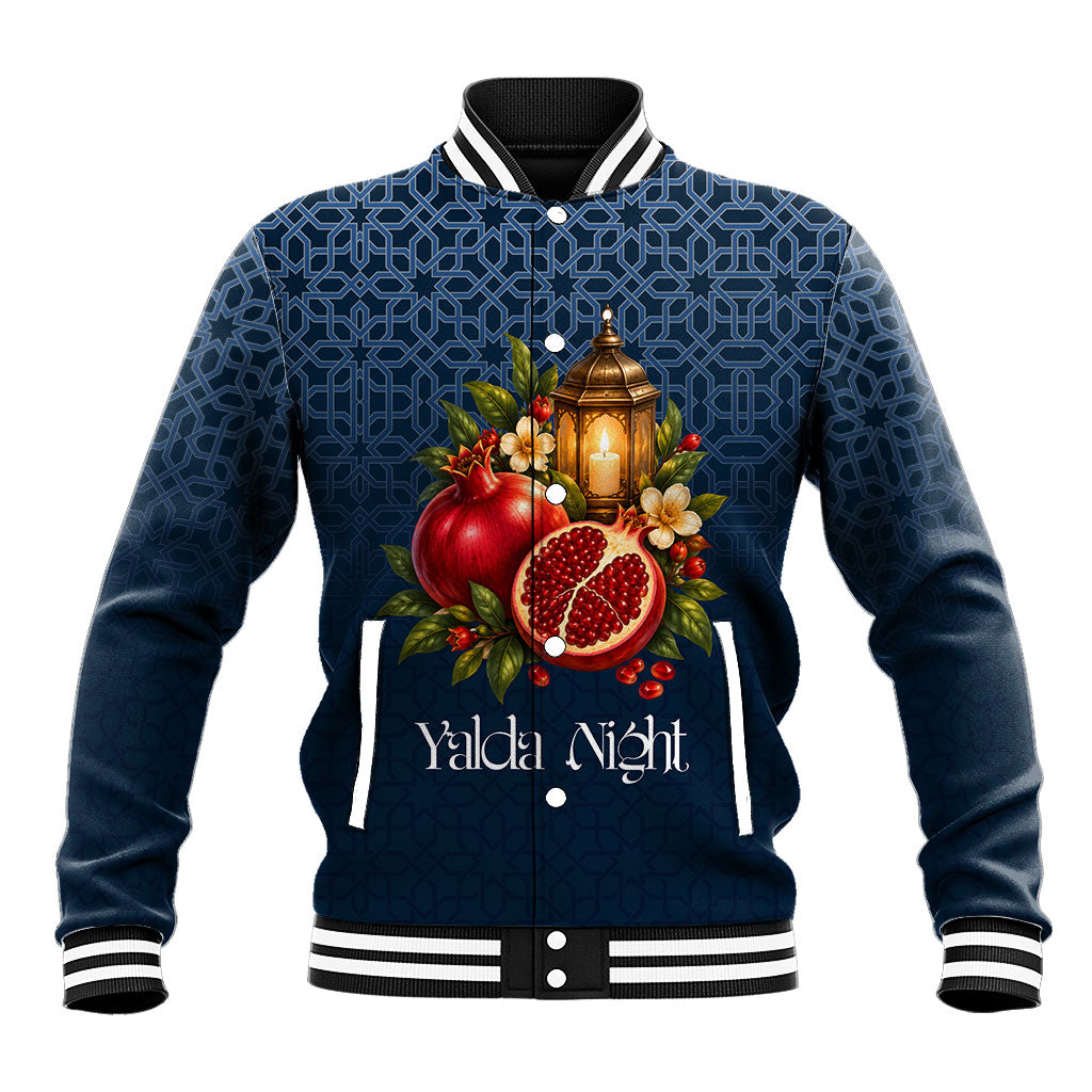 Yalda Night Pomegranate And Lantern Baseball Jacket Persian Winter Solstice Celebration Traditional Art