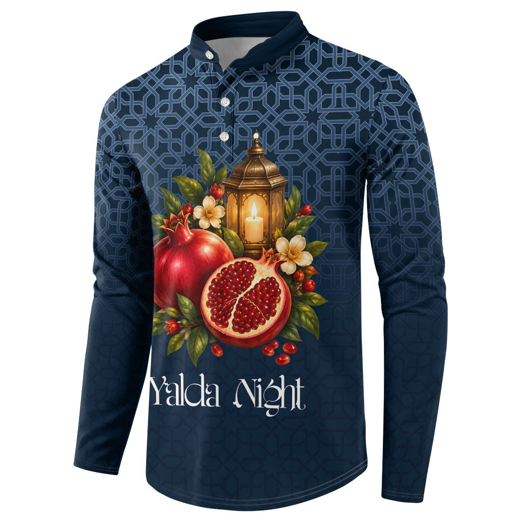 Yalda Night Pomegranate And Lantern Button Sweatshirt Persian Winter Solstice Celebration Traditional Art