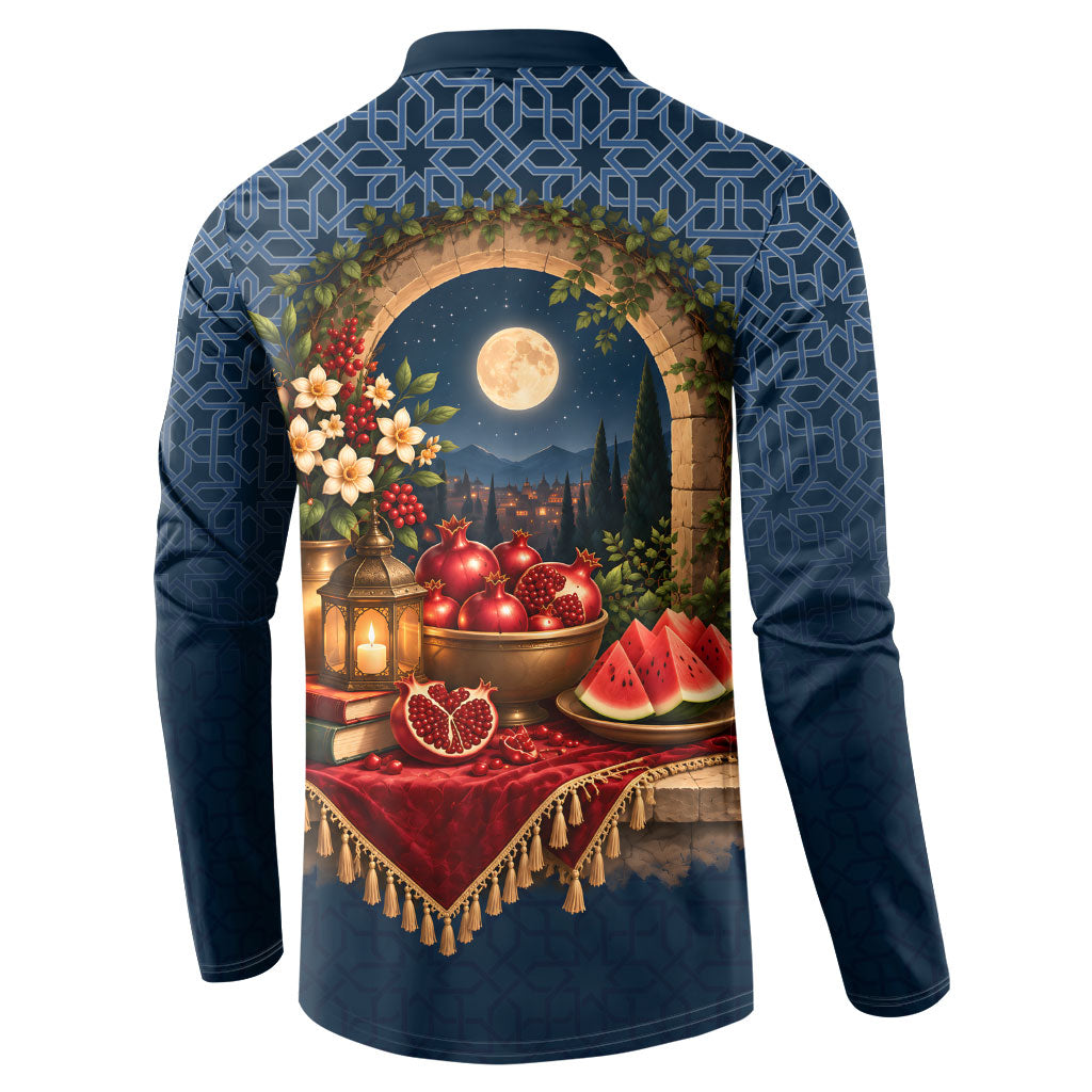 Yalda Night Pomegranate And Lantern Button Sweatshirt Persian Winter Solstice Celebration Traditional Art