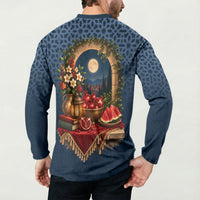 Yalda Night Pomegranate And Lantern Button Sweatshirt Persian Winter Solstice Celebration Traditional Art