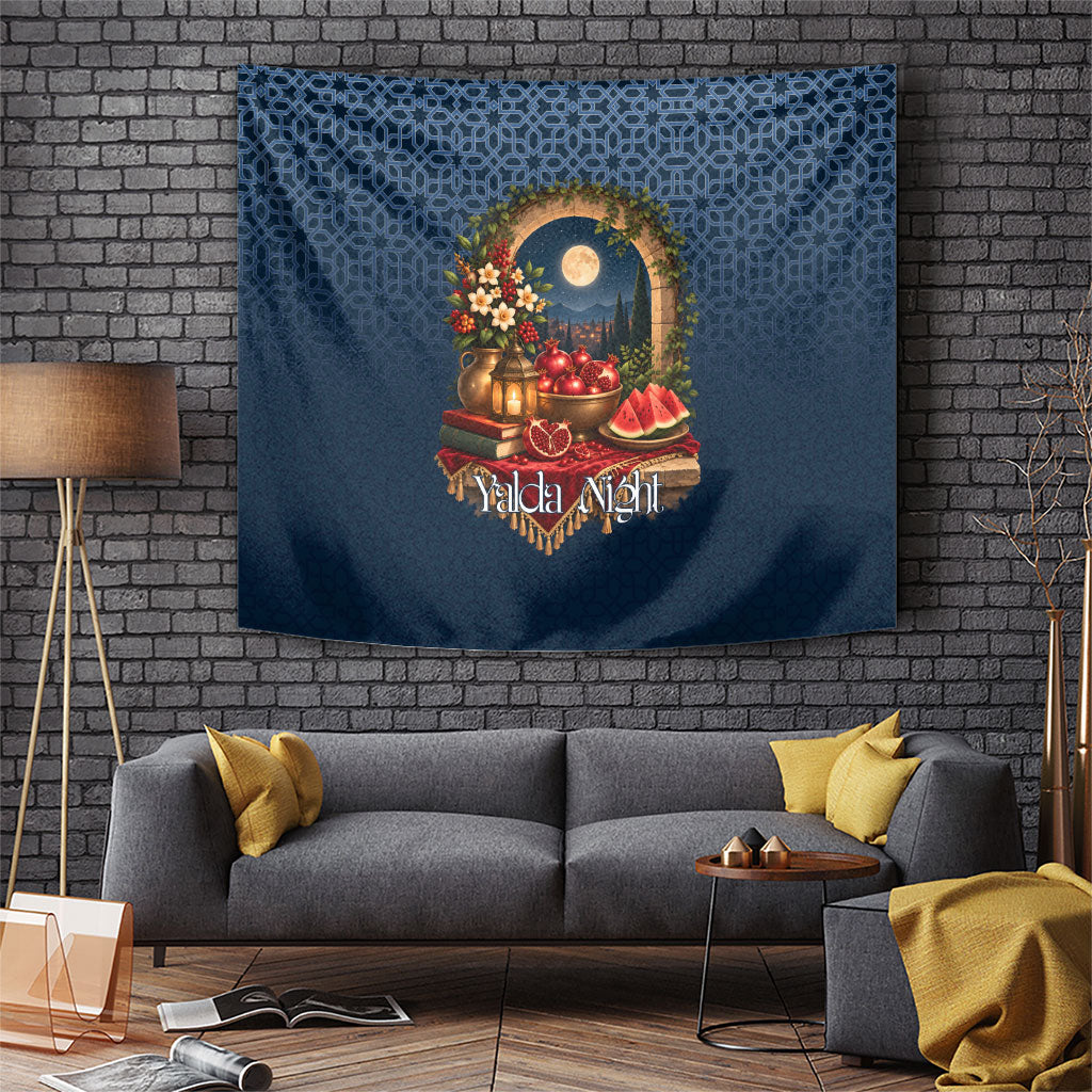 Yalda Night Pomegranate And Lantern Tapestry Persian Winter Solstice Celebration Traditional Art