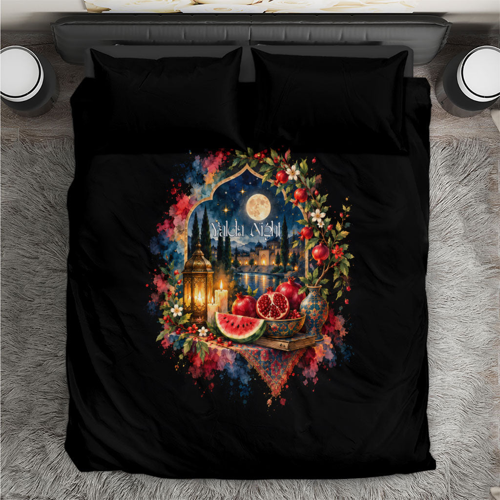 Yalda Night Pomegranate And Watermelon Bedding Set Persian Winter Solstice Watercolor Art