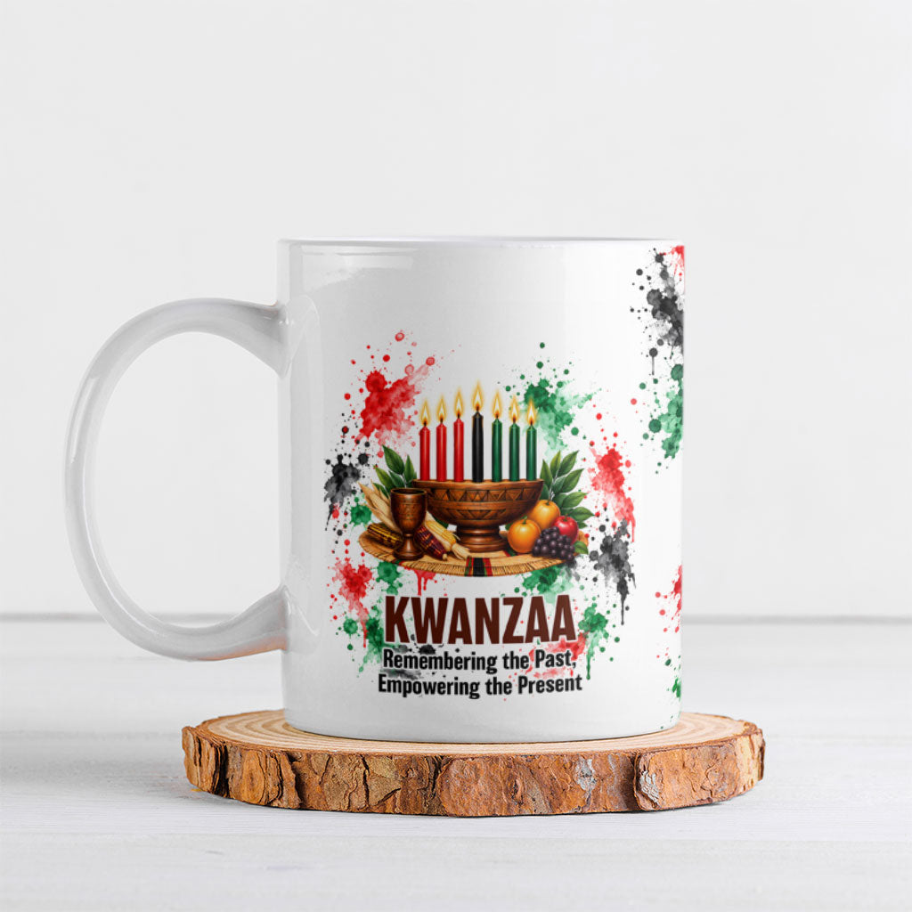 Kwanzaa Pan African Ceramic Mug - Mishumaa Saba - Black History - Watercolor Art