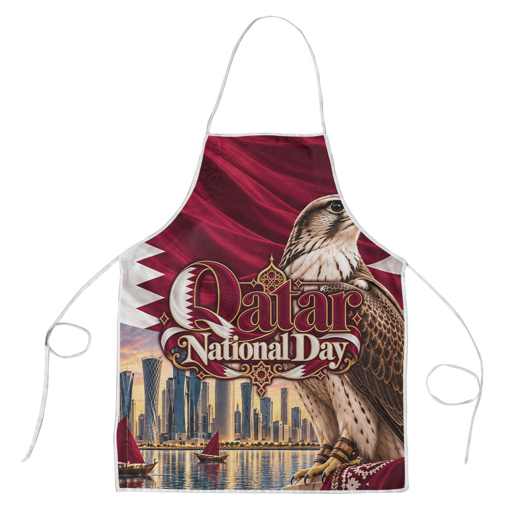 Qatar National Day Falcon Apron Doha Skyline Traditional Art