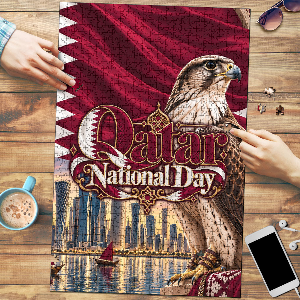 Qatar National Day Falcon Puzzle Doha Skyline Traditional Art