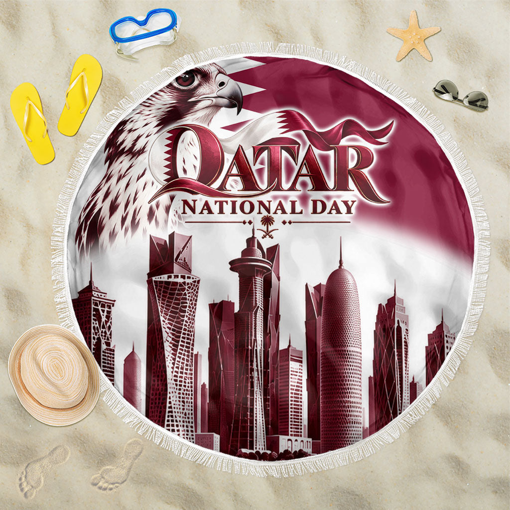Qatar National Day Falcon Beach Blanket Doha Skyline Graphic Art