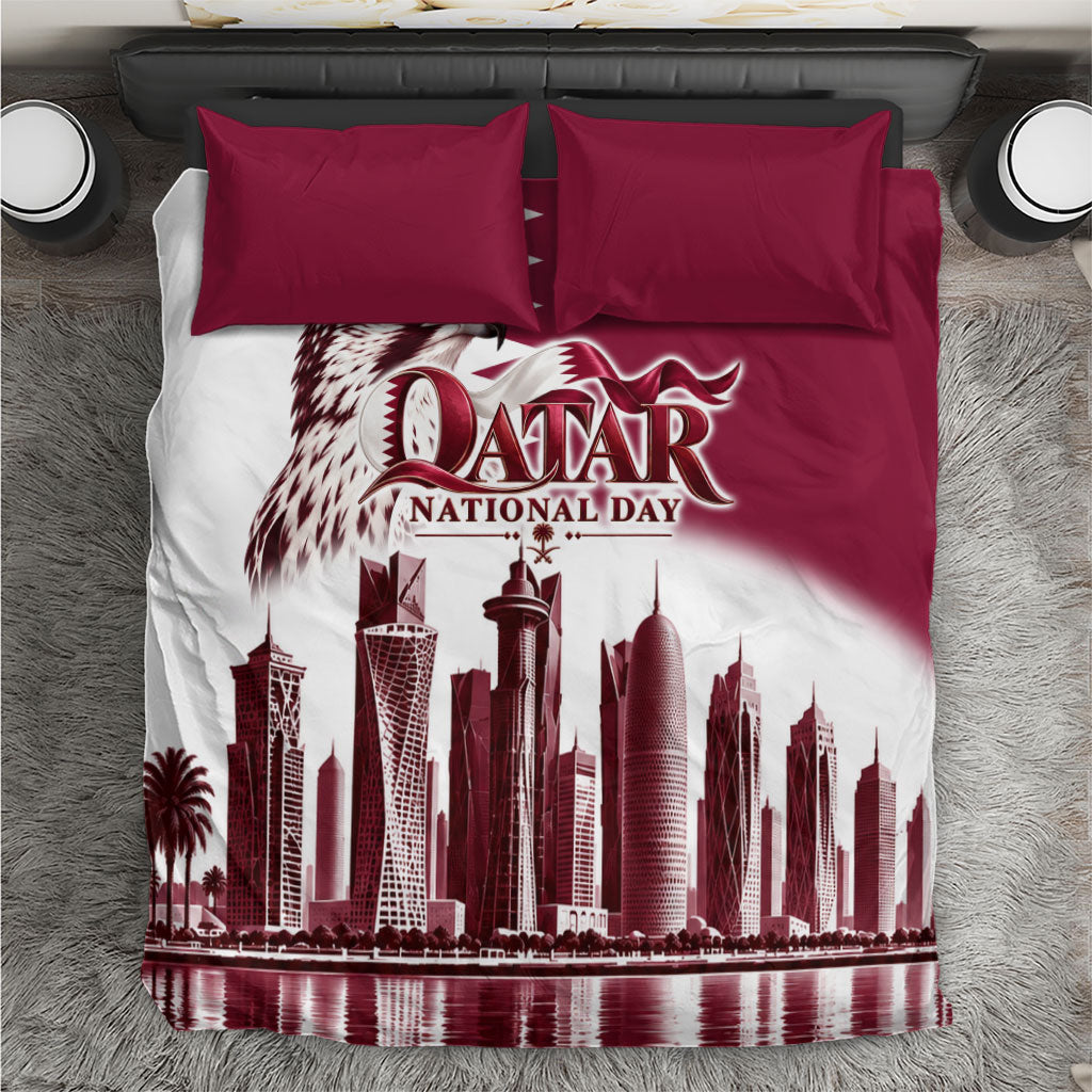Qatar National Day Falcon Bedding Set Doha Skyline Graphic Art