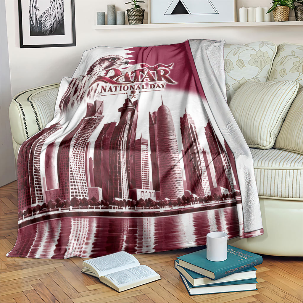 Qatar National Day Falcon Blanket Doha Skyline Graphic Art