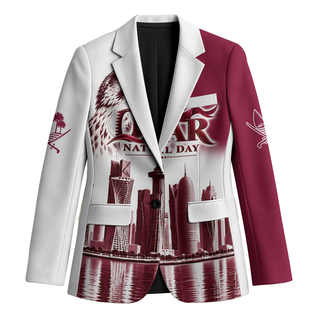 Qatar National Day Falcon Blazer Doha Skyline Graphic Art