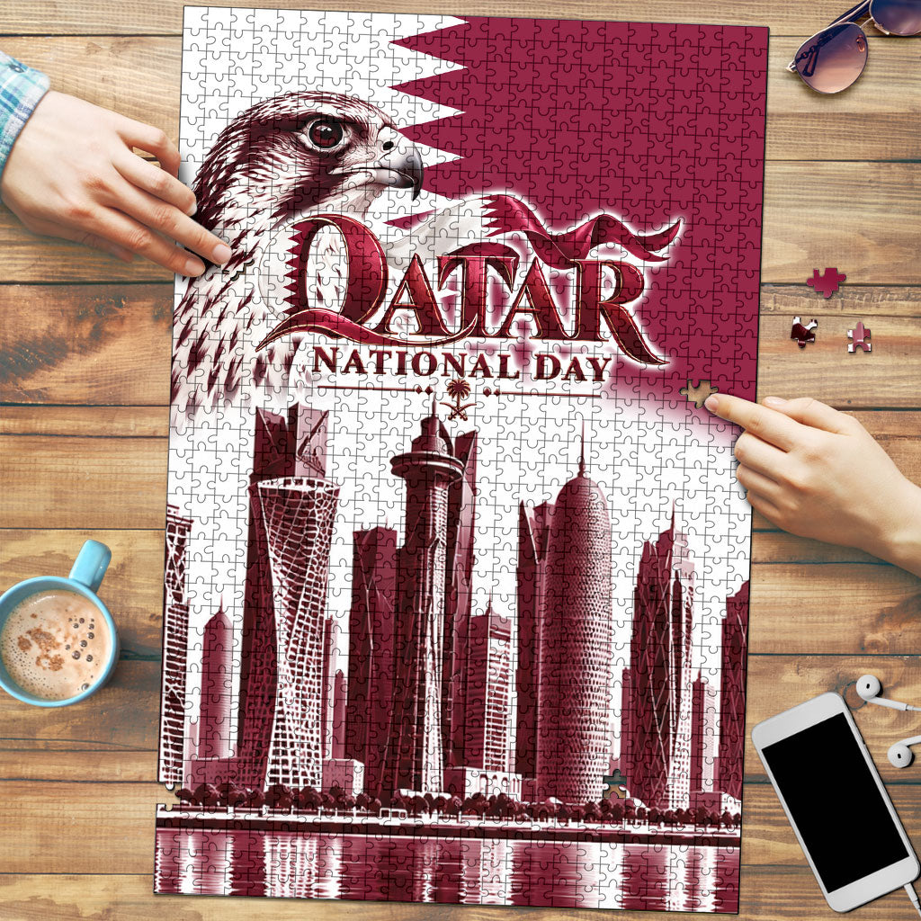 Qatar National Day Falcon Puzzle Doha Skyline Graphic Art