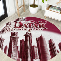 Qatar National Day Falcon Round Carpet Doha Skyline Graphic Art