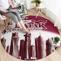 Qatar National Day Falcon Round Carpet Doha Skyline Graphic Art
