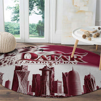 Qatar National Day Falcon Round Carpet Doha Skyline Graphic Art