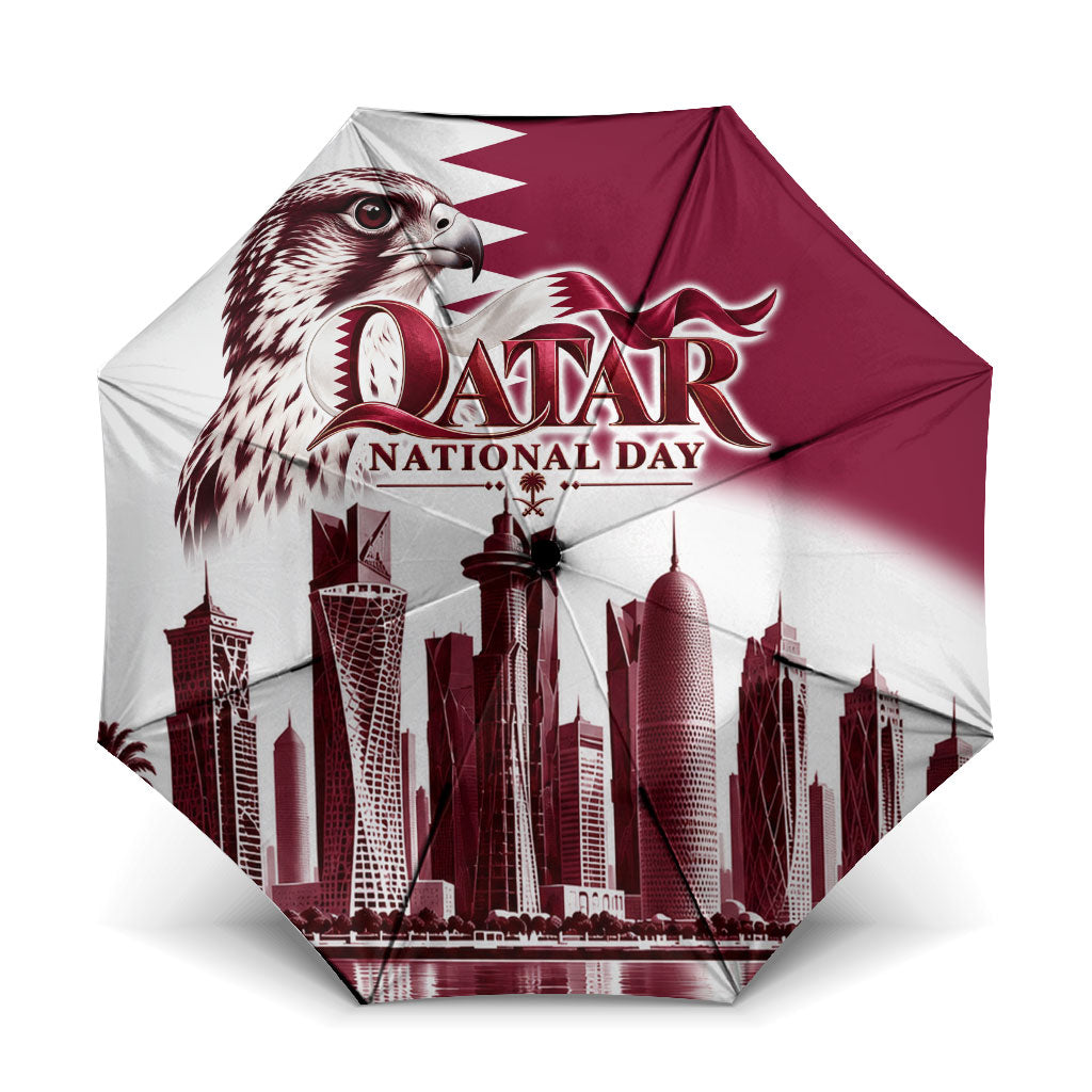 Qatar National Day Falcon Umbrella Doha Skyline Graphic Art