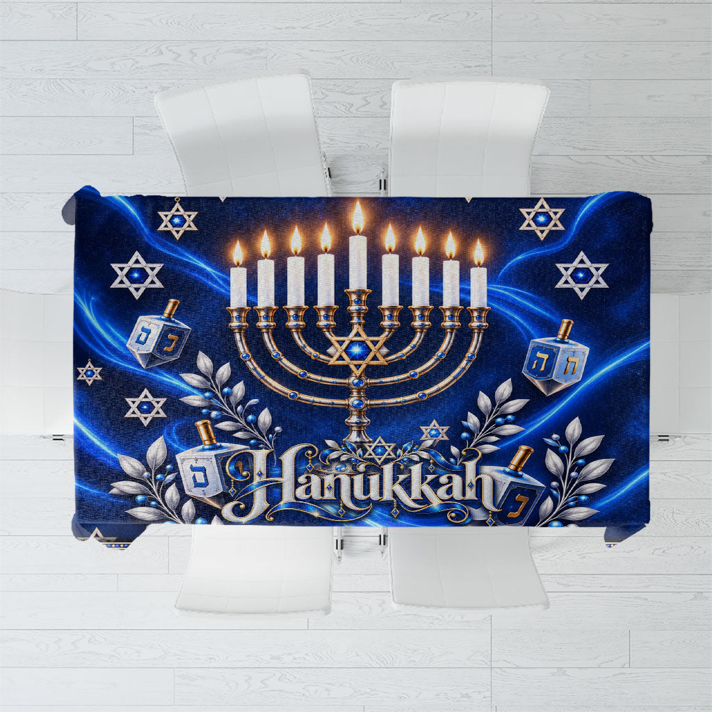 Hanukkah Menorah And Star Of David Tablecloth 3D Glowing Festival Of Lights Jewish Tradition